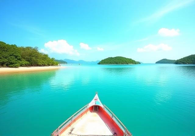 A scenic view of Singapore's Southern Islands from a fishing boat.